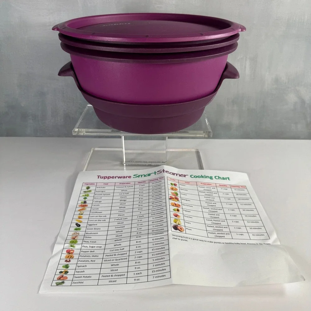 Tupperware Purple SMART STEAMER 4 Pc. Microwave Cooker Set
